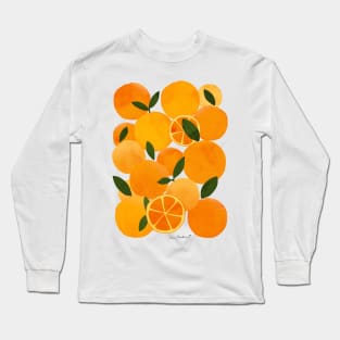 Still life of summer mediterranean oranges Long Sleeve T-Shirt